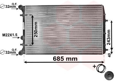 Радіатор охолоджування Skoda Fabia 99-14/Roomster 06-15 van Wezel 76002006