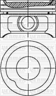 Поршень з кільцями і пальцем (размір отв. 77.60/STD) OPEL Astra F, Corsa, Combo 1,4 (1.4 NV, C1.4 NZ) yenmak 31-03819-000