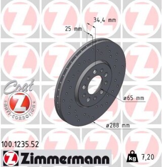 Диск тормозной zimmermann 100.1235.52