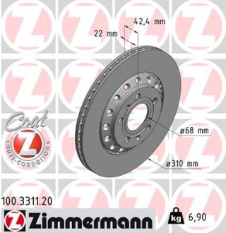 Диск тормозной zimmermann 100.3311.20