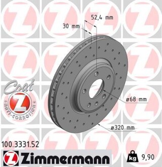 Диск тормозной zimmermann 100.3331.52