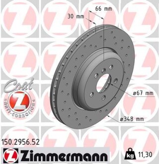 Диск тормозной zimmermann 150.2956.52