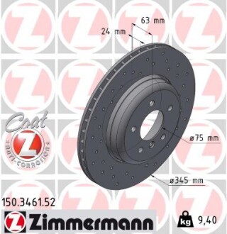 Диск тормозной zimmermann 150.3461.52