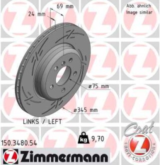 Диск гальмівний zimmermann 150.3480.54