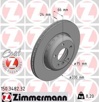 Диск тормозной zimmermann 150.3482.32