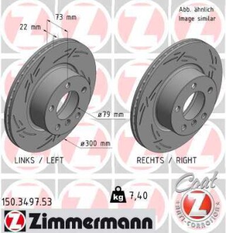 Диск гальмівний (передній) BMW 1 (F20)/3 (F30)/4 (F32) 11- (300x22) zimmermann 150.3497.53