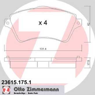 Колодки гальмівні (передні) Land Rover Freelander 98-06 (Lucas-Girling) zimmermann 23615.175.1