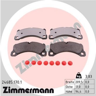 Тормозные колодки (передние) Porsche Cayenne 10- (Brembo) zimmermann 24685.170.1