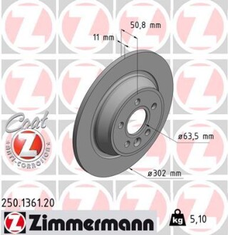 Диск тормозной COAT Z zimmermann 250.1361.20