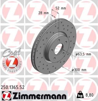 Диск гальмівний zimmermann 250.1365.52