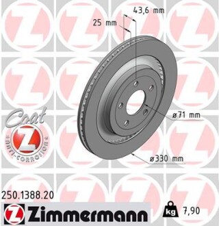 Диск тормозной zimmermann 250.1388.20