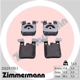 Колодки гальмівні дискові, к-кт zimmermann 25029.170.1