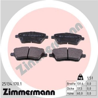 Комплект тормозных колодок zimmermann 25134.170.1