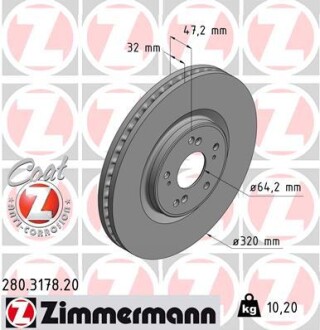 Диск гальмівний Coat Z zimmermann 280317820