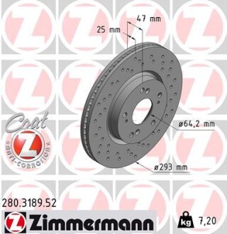 Диск гальмівний zimmermann 280.3189.52