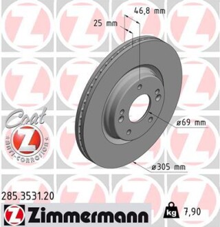 Диск тормозной zimmermann 285.3531.20