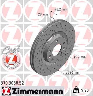 Диск тормозной zimmermann 370.3088.52