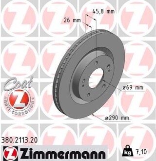 Диск гальмівний zimmermann 380.2113.20