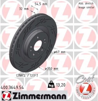 Диск гальмівний zimmermann 400.3649.54