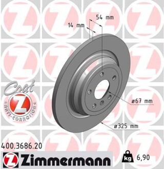 Диск тормозной Coat Z zimmermann 400.3686.20