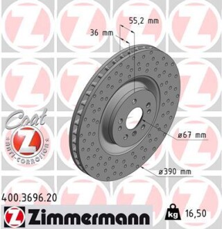 Диск тормозной zimmermann 400.3696.20