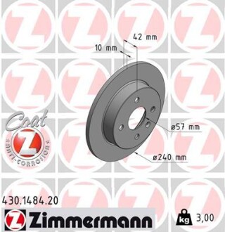 Диск гальмівний zimmermann 430.1484.20