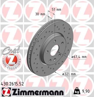 Диск тормозной zimmermann 430.2615.52