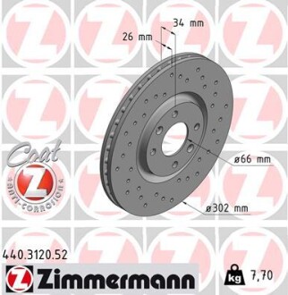 Диск тормозной zimmermann 440.3120.52