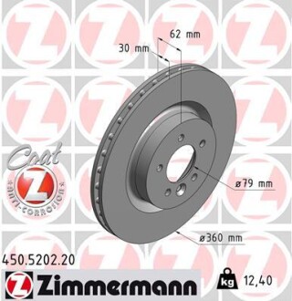 Диск тормозной zimmermann 450.5202.20