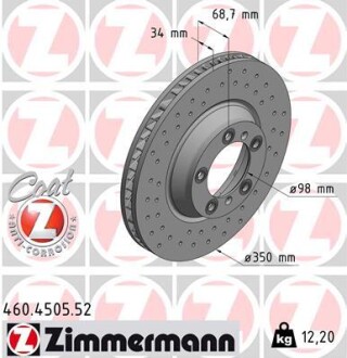 Диск тормозной SPORT Z правый zimmermann 460450552