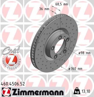 Диск тормозной SPORT Z левый zimmermann 460450652