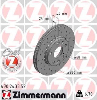 Диск гальмівний zimmermann 470.2433.52