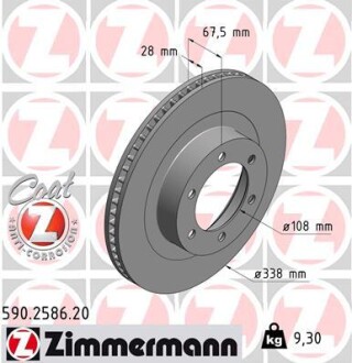 Диск тормозной zimmermann 590.2586.20