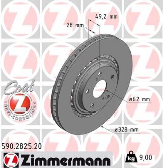 Диск тормозной zimmermann 590.2825.20