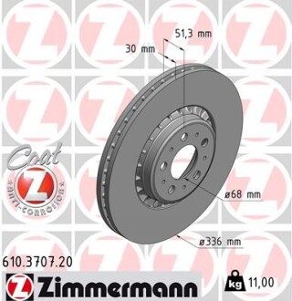 Диск тормозной zimmermann 610.3707.20