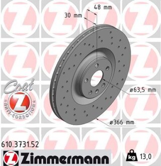 Диск тормозной zimmermann 610.3731.52